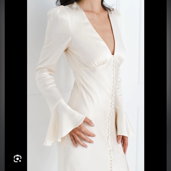 Shona Joy La Lune Frill Cuff Bias Midi Dress - Cream - Picture 4 of 10